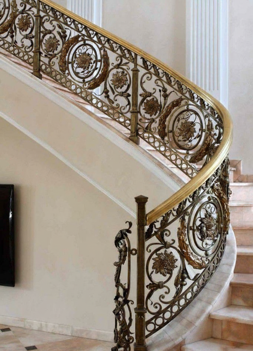Ornate Classical Bronze Scrollwork Railing