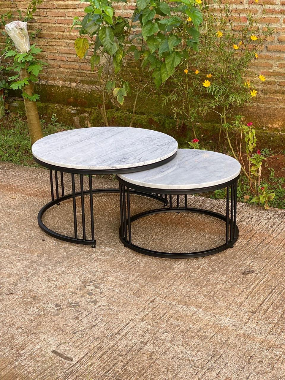 Versatile Nesting Set with Genuine Marble Tops