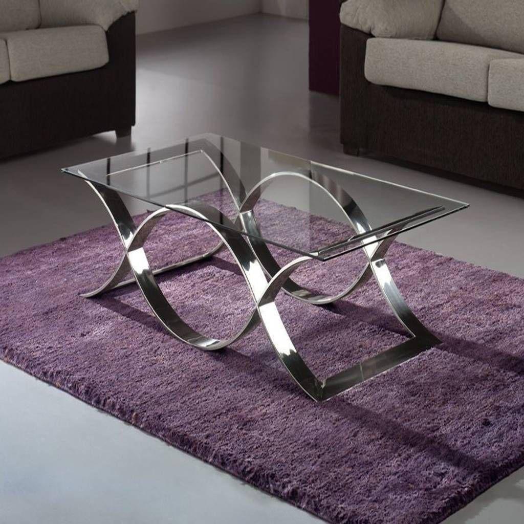 Sculptural Chrome & Glass 'Figure Eight' Coffee Table