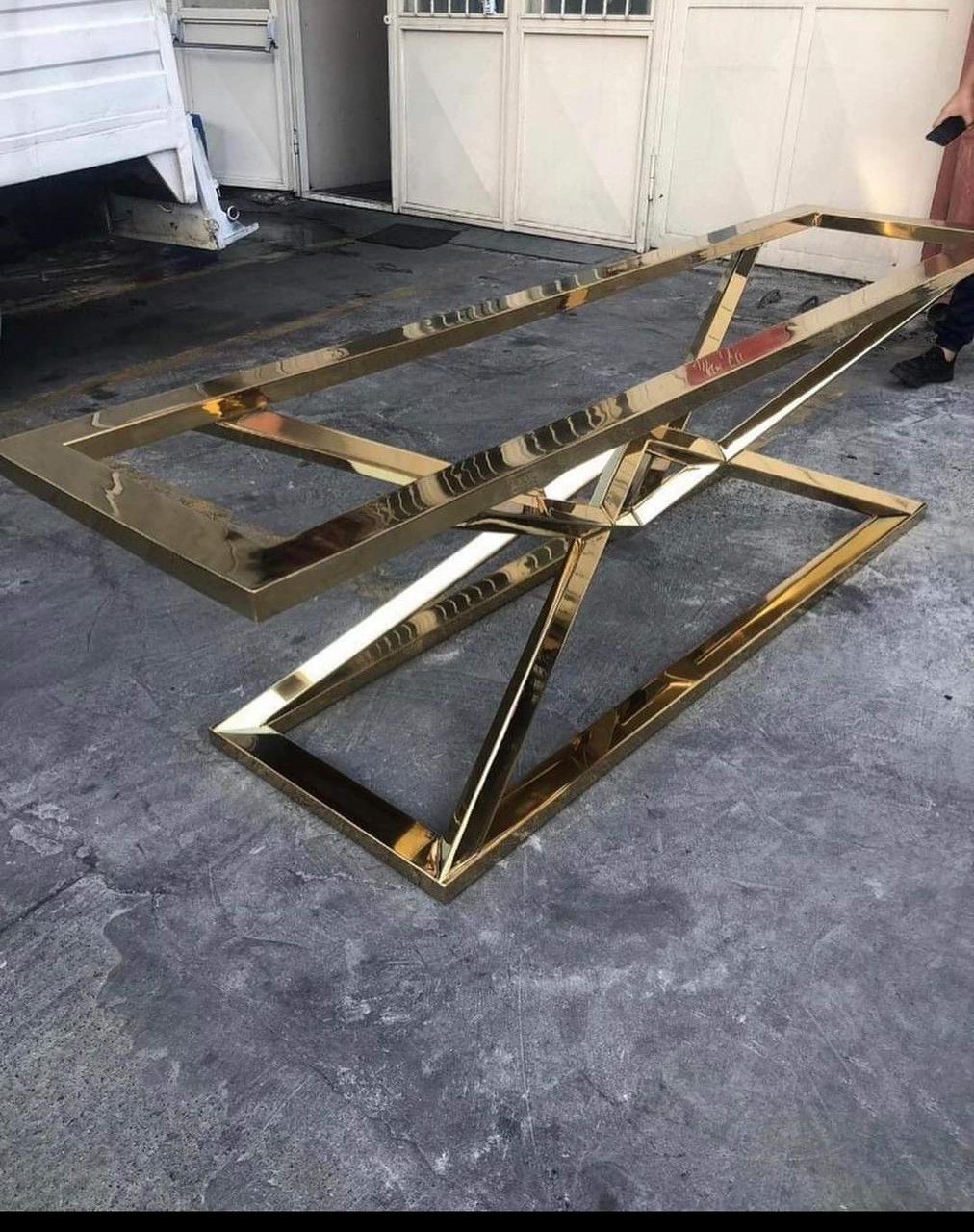 Luxe Gold-Plated Geometric Dining Table Base