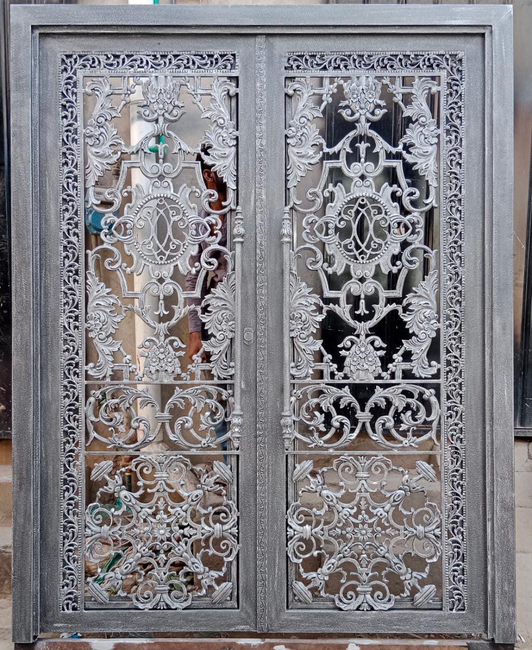 Silver Ornate Iron Door