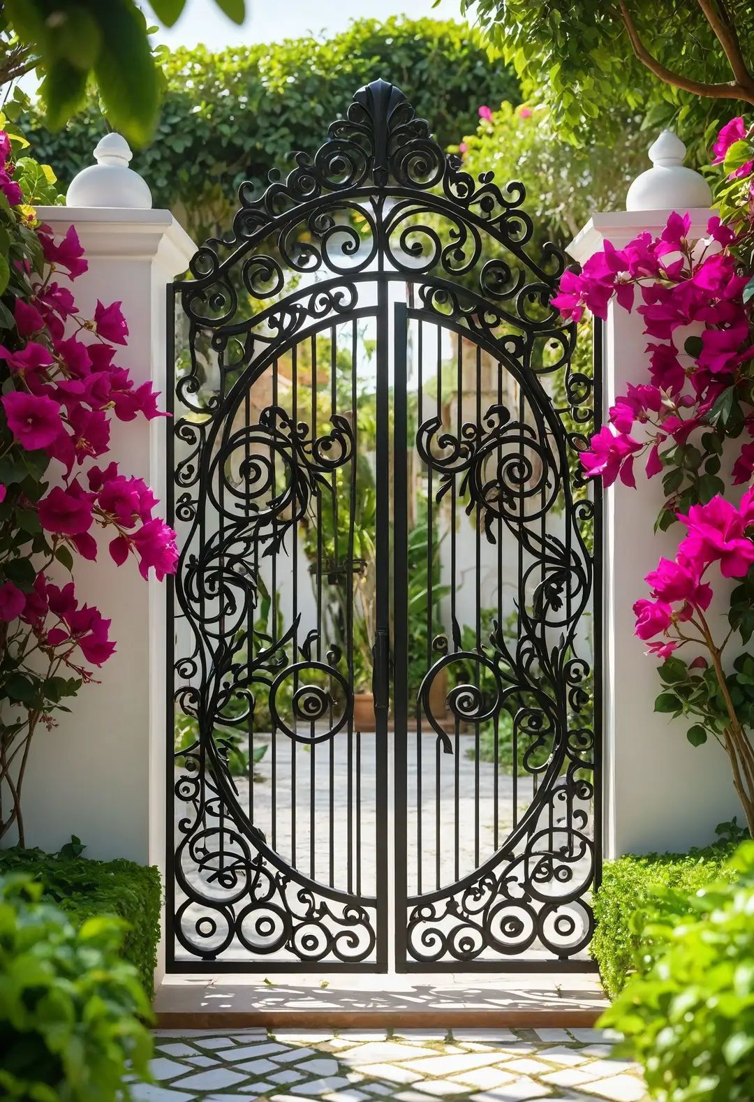 Ornate Black Wrought Iron Gate