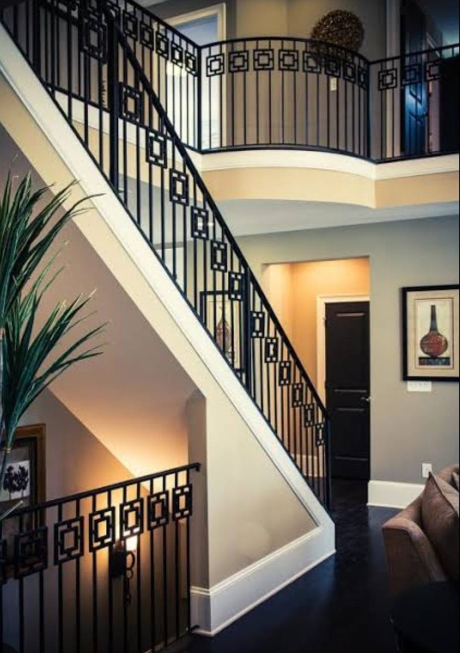 Geometric Modern Black Iron Railing